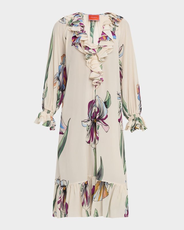 Hey Jude Floral Ruffle Long-Sleeve Midi Dress